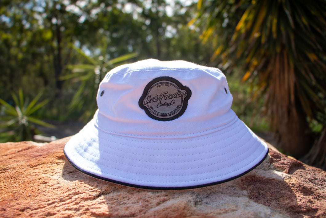 Seek Freedom Co. White Bucket Hat